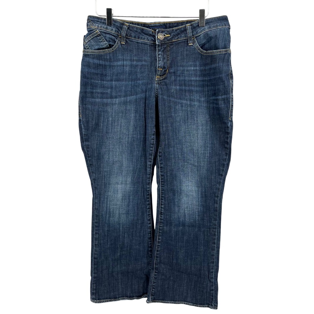 Rock & Republic Kasandra Bootcut Jeans Womens 14W Short Dark Wash Studded Blue